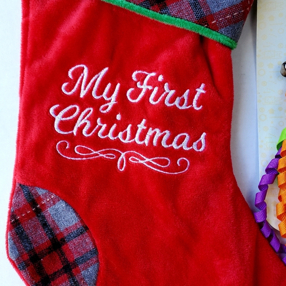 Cat 1st Christmas Holiday Stocking with toys - Picture 2 of 6